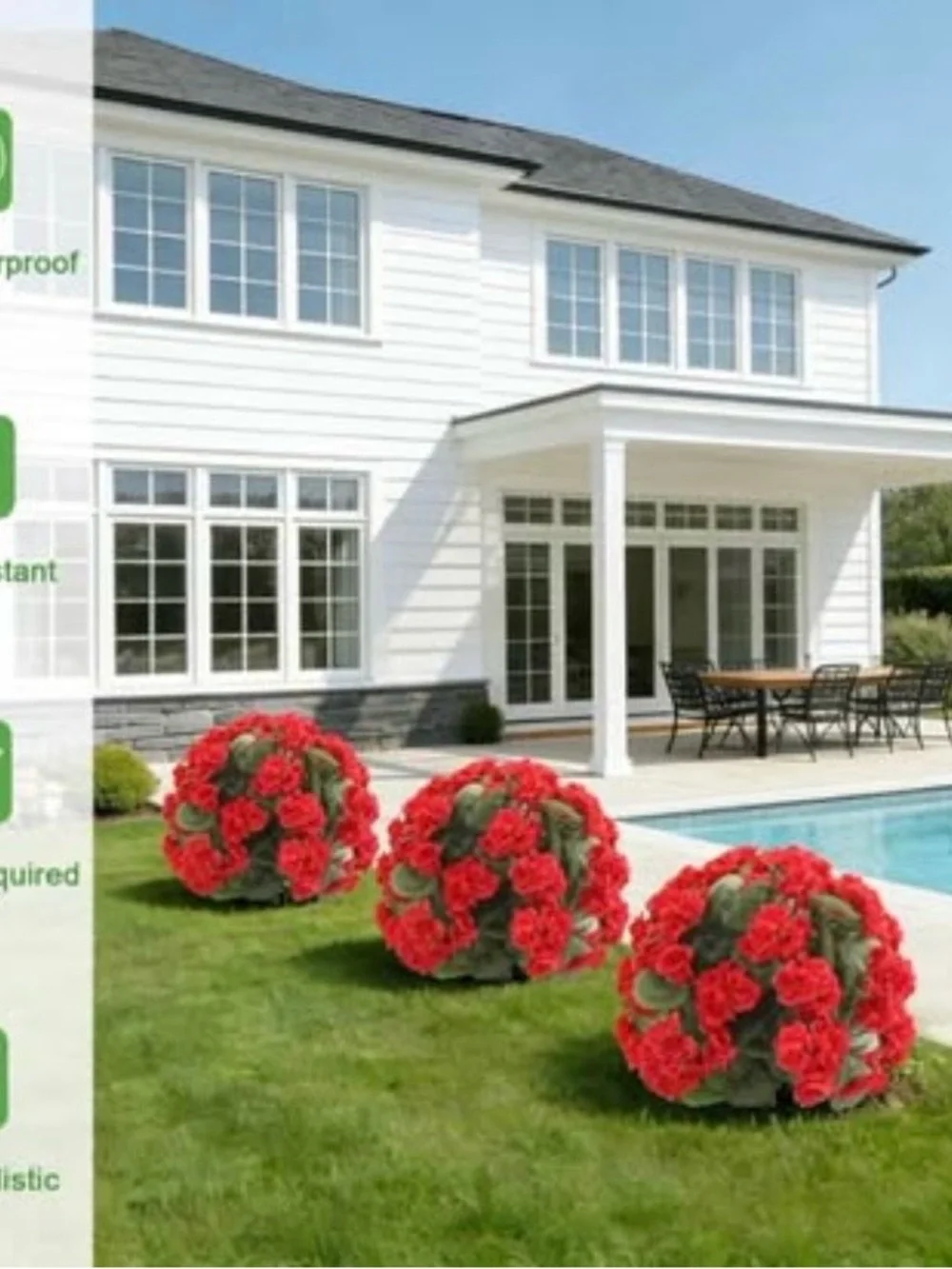 New Set of 2 Artificial Geranium Topiary Trees UV Resistant Outdoor / Indoor